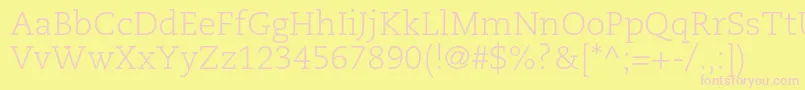 CaecilialtstdLight-Schriftart – Rosa Schriften auf gelbem Hintergrund