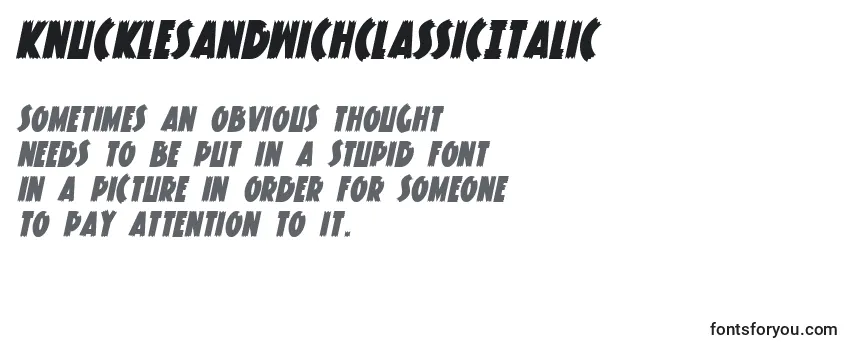 Schriftart KnuckleSandwichClassicItalic