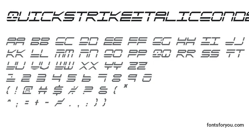 Шрифт QuickstrikeItalicCondensed – алфавит, цифры, специальные символы