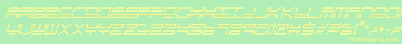 QuickstrikeItalicCondensed-fontti – keltaiset fontit vihreällä taustalla