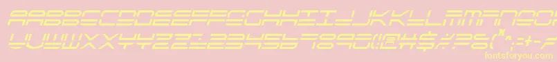 QuickstrikeItalicCondensed-fontti – keltaiset fontit vaaleanpunaisella taustalla
