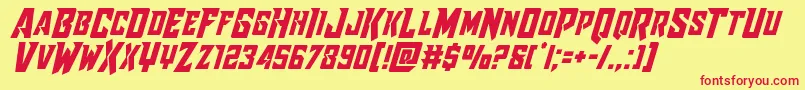 Raidercrusader Font – Red Fonts on Yellow Background