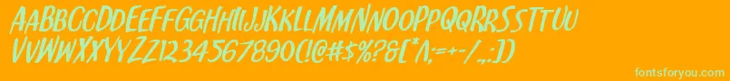 Kennebunkportexpandital Font – Green Fonts on Orange Background