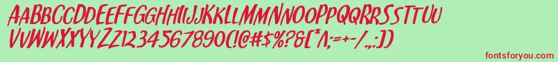 Kennebunkportexpandital Font – Red Fonts on Green Background