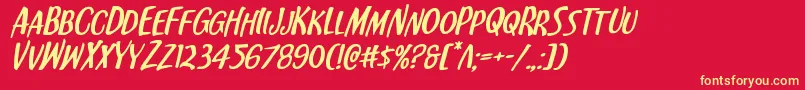 Kennebunkportexpandital Font – Yellow Fonts on Red Background