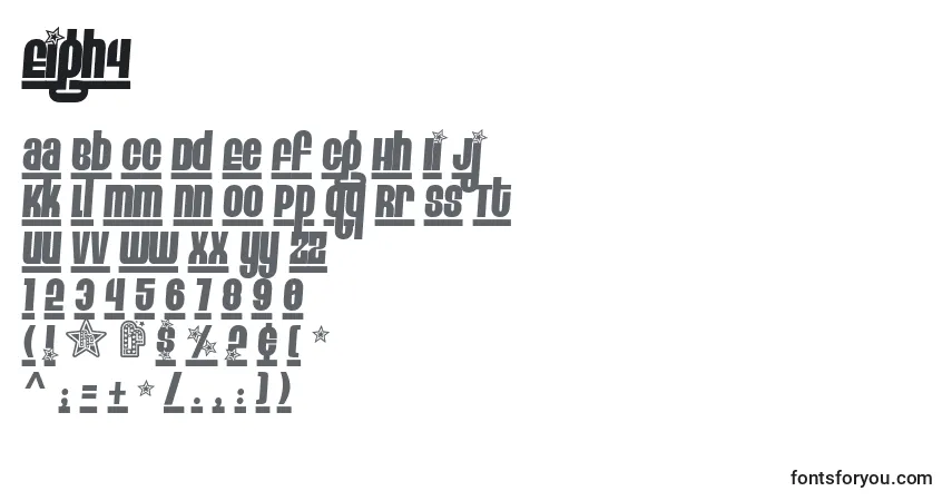 Czcionka Eigh4 – alfabet, cyfry, specjalne znaki