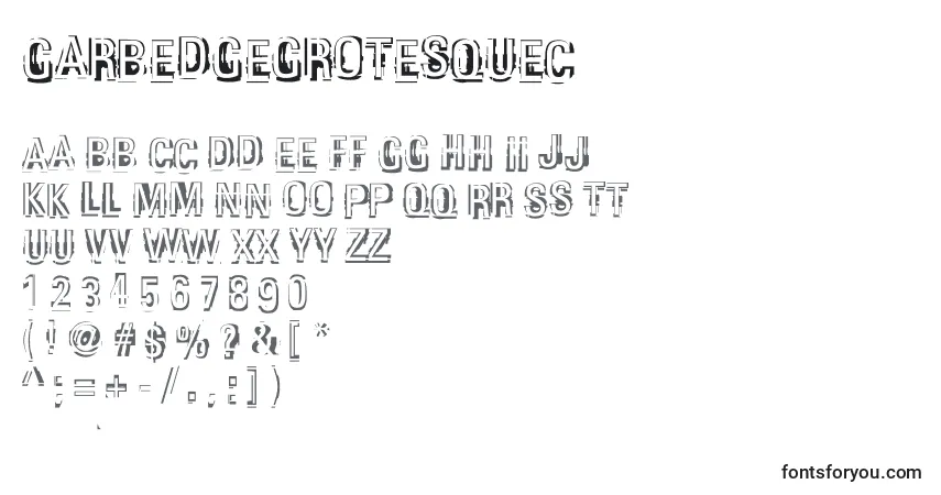 Czcionka Garbedgegrotesquec – alfabet, cyfry, specjalne znaki