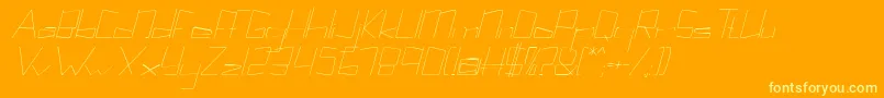 Kuppelcondenseitalickuppel-Schriftart – Gelbe Schriften auf orangefarbenem Hintergrund