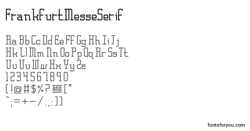 Czcionka FrankfurtMesseSerif – alfabet, cyfry, specjalne znaki