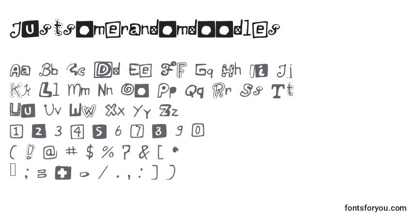 A fonte Justsomerandomdoodles – alfabeto, números, caracteres especiais
