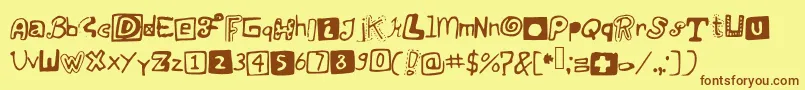 Weitere Informationen zur Justsomerandomdoodles-Schriftart Justsomerandomdoodles-Schriftart – Braune Schriften auf gelbem Hintergrund