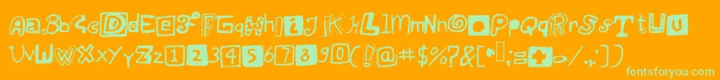 Weitere Informationen zur Justsomerandomdoodles-Schriftart Justsomerandomdoodles-Schriftart – Grüne Schriften auf orangefarbenem Hintergrund