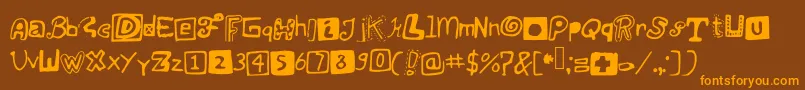 Justsomerandomdoodles-Schriftart – Orangefarbene Schriften auf braunem Hintergrund