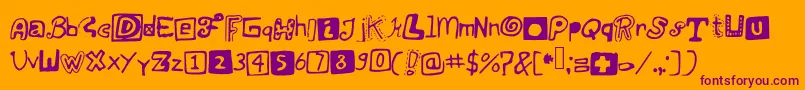 Fonte Justsomerandomdoodles – fontes roxas em um fundo laranja