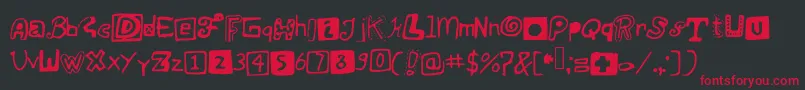 フォントJustsomerandomdoodles – 黒い背景に赤い文字