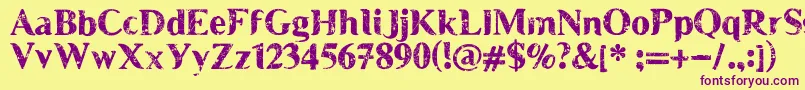 MuscleCre-Schriftart – Violette Schriften auf gelbem Hintergrund