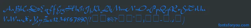 フォントSemiaScriptSsi – 黒い背景に青い文字