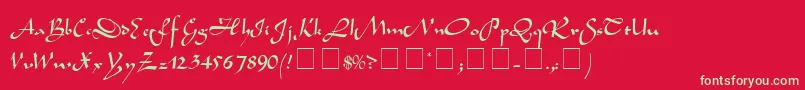 SemiaScriptSsi-fontti – vihreät fontit punaisella taustalla