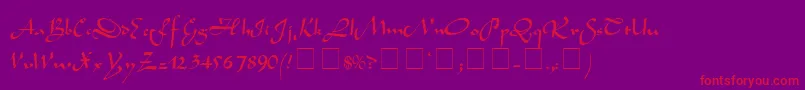 フォントSemiaScriptSsi – 紫の背景に赤い文字
