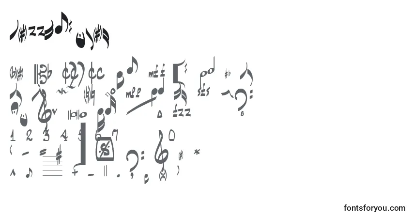 Czcionka JazzRegular – alfabet, cyfry, specjalne znaki