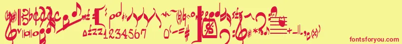 JazzRegular-fontti – punaiset fontit keltaisella taustalla