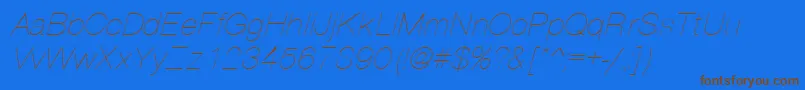 En savoir plus sur la police PartridgeThinOblique Police PartridgeThinOblique – polices brunes sur fond bleu