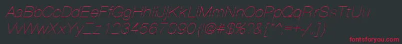 フォントPartridgeThinOblique – 黒い背景に赤い文字