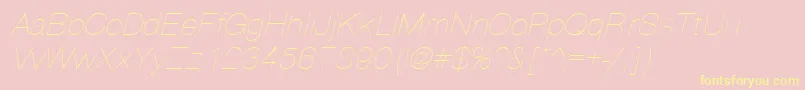 PartridgeThinOblique-Schriftart – Gelbe Schriften auf rosa Hintergrund