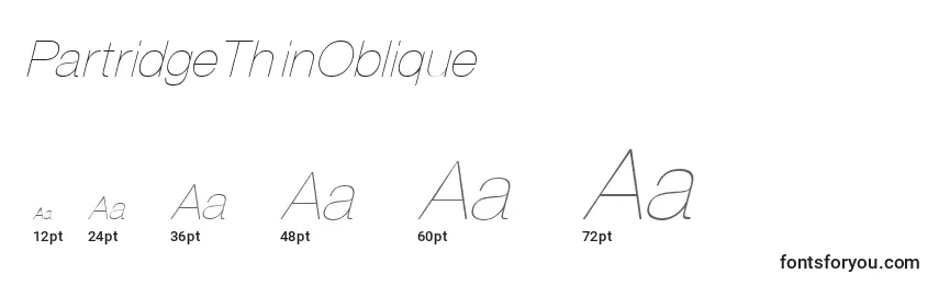 PartridgeThinOblique Font Sizes