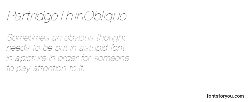 Review of the PartridgeThinOblique Font