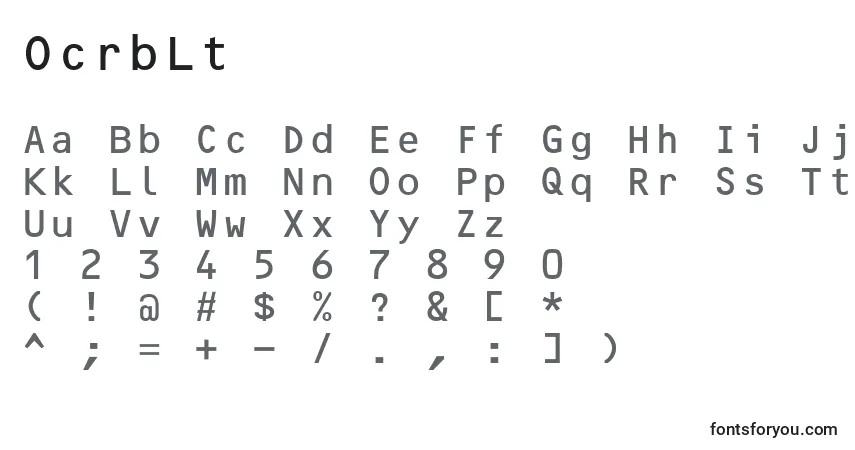Fuente OcrbLt - alfabeto, números, caracteres especiales