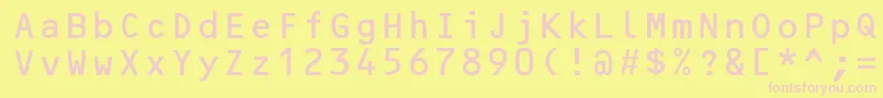 OcrbLt-fontti – vaaleanpunaiset fontit keltaisella taustalla