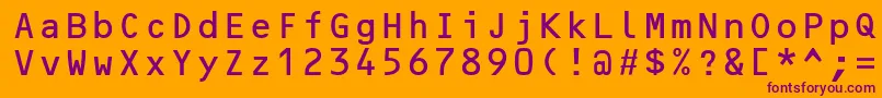OcrbLt-Schriftart – Violette Schriften auf orangefarbenem Hintergrund