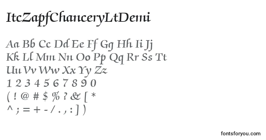 Шрифт ItcZapfChanceryLtDemi – алфавит, цифры, специальные символы