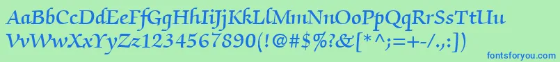 ItcZapfChanceryLtDemi Font – Blue Fonts on Green Background