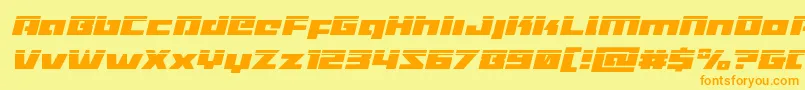 Turbochargelaserital-Schriftart – Orangefarbene Schriften auf gelbem Hintergrund