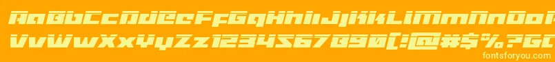 Turbochargelaserital-Schriftart – Gelbe Schriften auf orangefarbenem Hintergrund