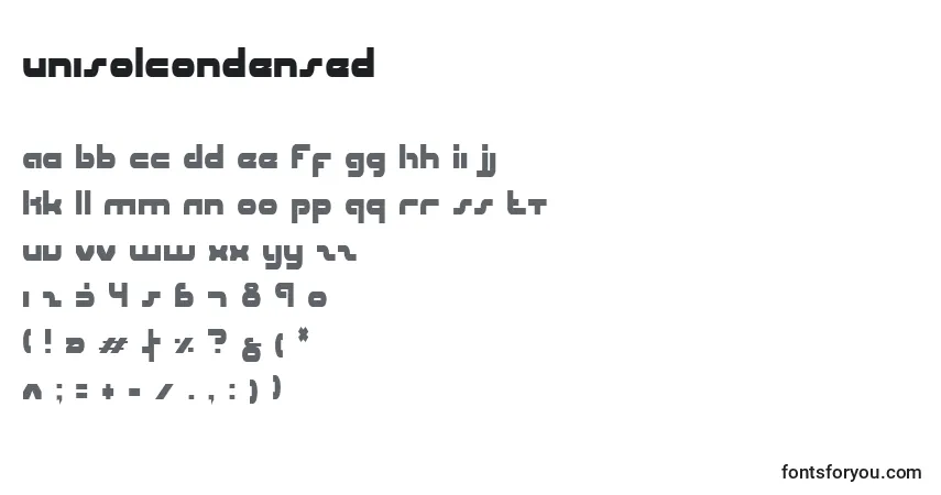 Шрифт UniSolCondensed – алфавит, цифры, специальные символы