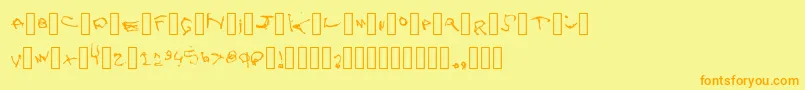 フォントZoe – オレンジの文字が黄色の背景にあります。