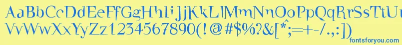 Walbaumtorsothree-Schriftart – Blaue Schriften auf gelbem Hintergrund
