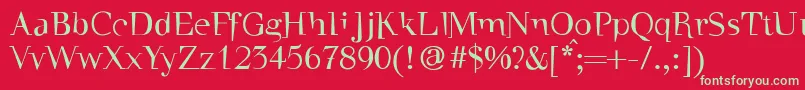 フォントWalbaumtorsothree – 赤い背景に緑の文字