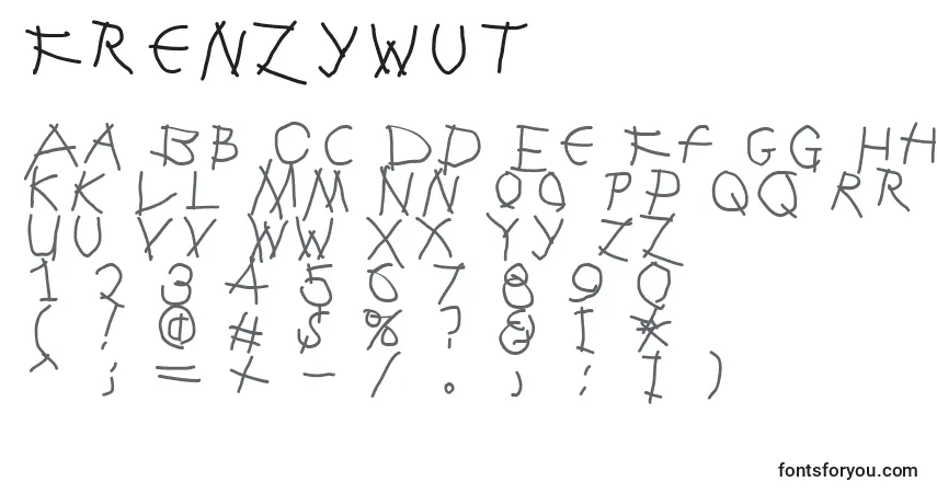 Czcionka Frenzywut – alfabet, cyfry, specjalne znaki