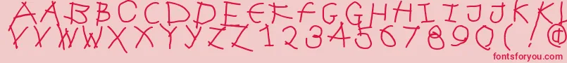 Fonte Frenzywut – fontes vermelhas em um fundo rosa
