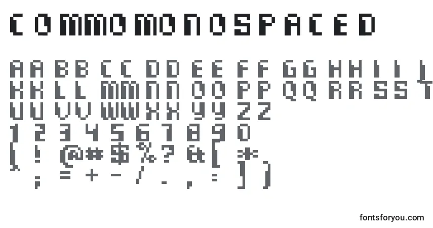 Schriftart CommoMonospaced – Alphabet, Zahlen, spezielle Symbole