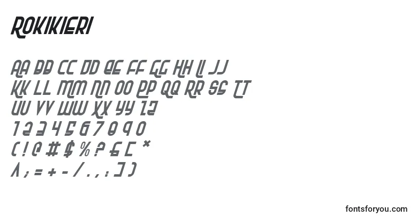 Schriftart Rokikieri – Alphabet, Zahlen, spezielle Symbole