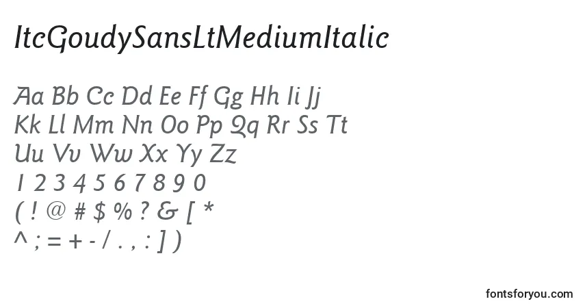 Schriftart ItcGoudySansLtMediumItalic – Alphabet, Zahlen, spezielle Symbole