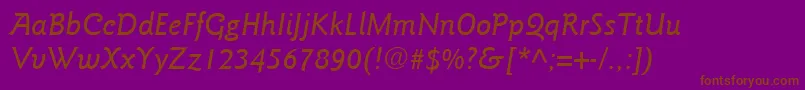 Police ItcGoudySansLtMediumItalic – polices brunes sur fond violet
