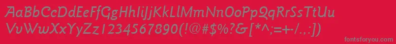 フォントItcGoudySansLtMediumItalic – 赤い背景に灰色の文字