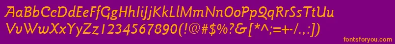 ItcGoudySansLtMediumItalic Font – Orange Fonts on Purple Background
