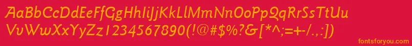 ItcGoudySansLtMediumItalic Font – Orange Fonts on Red Background